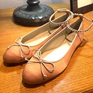 Guilhermina Anthropologie 8 Pink Ballet Flats Rhinestones
